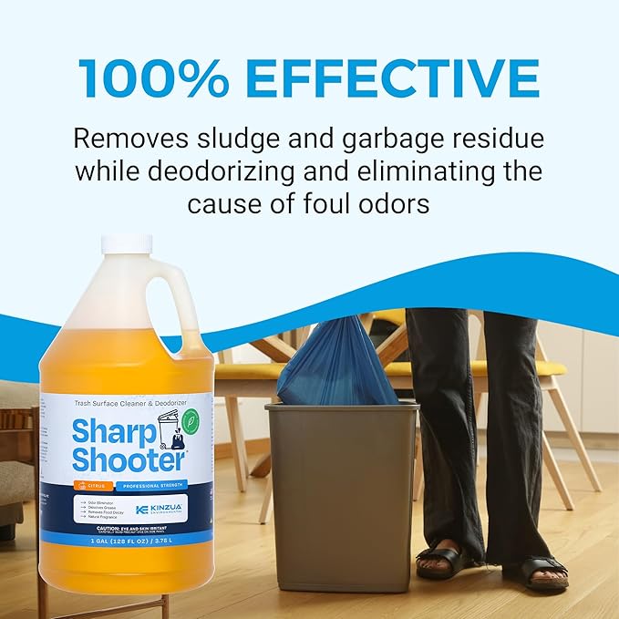 Sharpshooter, Heavy-Duty Trash Can Odor Eliminator & Degreaser, Garbage Surface Cleaner and Deodorizer Foam, Professional-Grade, Fresh Citrus Scent