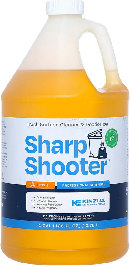 Sharpshooter, Heavy-Duty Trash Can Odor Eliminator & Degreaser, Garbage Surface Cleaner and Deodorizer Foam, Professional-Grade, Fresh Citrus Scent