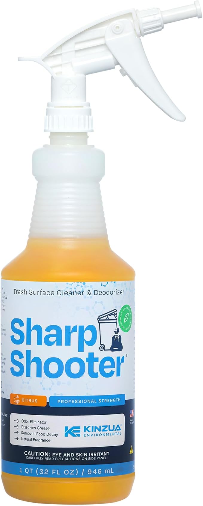 Sharpshooter, Heavy-Duty Trash Can Odor Eliminator & Degreaser, Garbage Surface Cleaner and Deodorizer Foam, Professional-Grade, Fresh Citrus Scent
