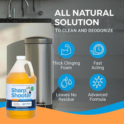 Sharpshooter, Heavy-Duty Trash Can Odor Eliminator & Degreaser, Garbage Surface Cleaner and Deodorizer Foam, Professional-Grade, Fresh Citrus Scent