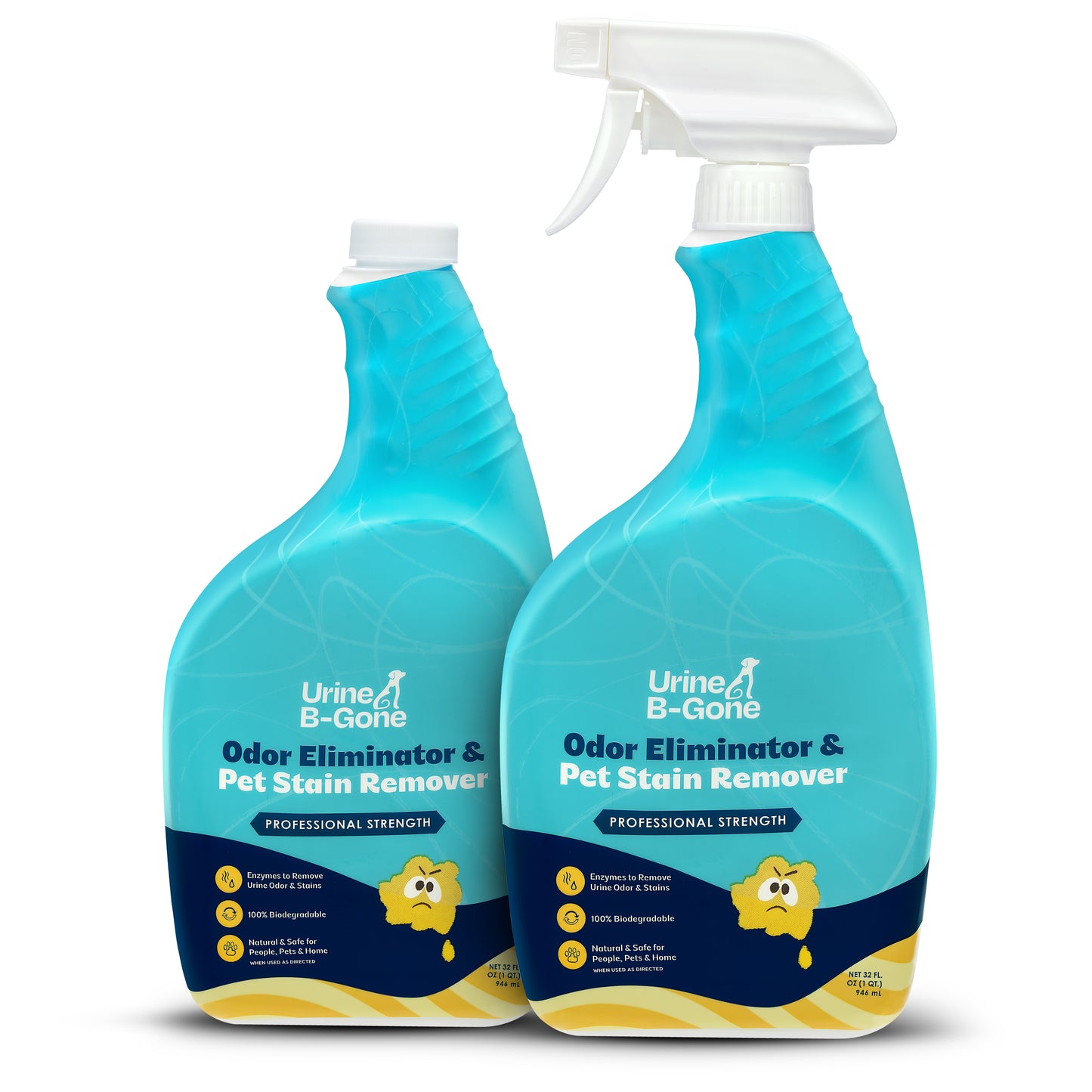Urine B-Gone, Professional Enzyme Odor Eliminator & Pet Stain Remover, Human, Cat & Dog Urine Cleaner, Effective on Laundry, Carpets & More