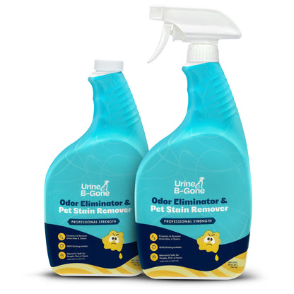Urine B-Gone, Professional Enzyme Odor Eliminator & Pet Stain Remover, Human, Cat & Dog Urine Cleaner, Effective on Laundry, Carpets & More