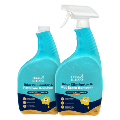 Urine B-Gone, Professional Enzyme Odor Eliminator & Pet Stain Remover, Human, Cat & Dog Urine Cleaner, Effective on Laundry, Carpets & More