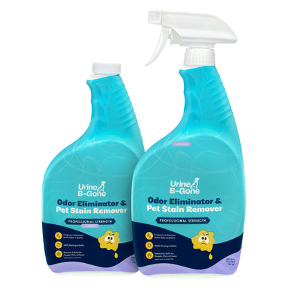 Urine B-Gone, Professional Enzyme Odor Eliminator & Pet Stain Remover, Human, Cat & Dog Urine Cleaner, Effective on Laundry, Carpets & More